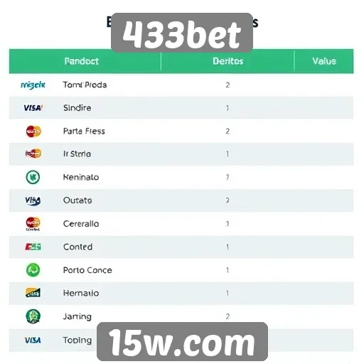 Métodos de pagamento aceitos no 433bet